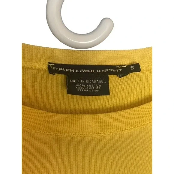 Ralph Lauren Sport Yellow Long Sleeve Top Women's Small Pony Logo - Picture 2 of 3